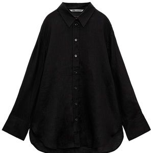 Bnwt Zara oversized black linen shirt